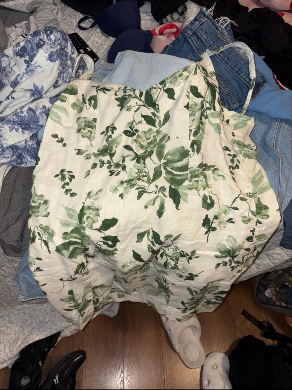 Abercrombie & Fitch Cream Dress with Green Botanical Print